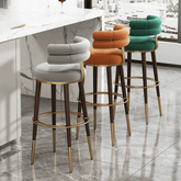 Betsy 時尚輕奢風絨布座墊高腳吧檯椅